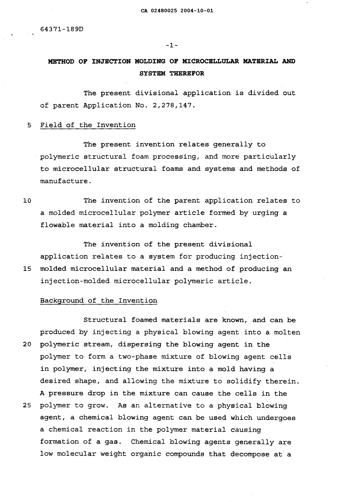 Canadian Patent Document 2480025. Description 20041001. Image 1 of 41