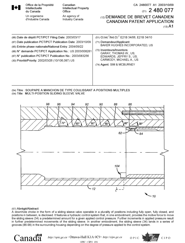 Canadian Patent Document 2480077. Cover Page 20041130. Image 1 of 1