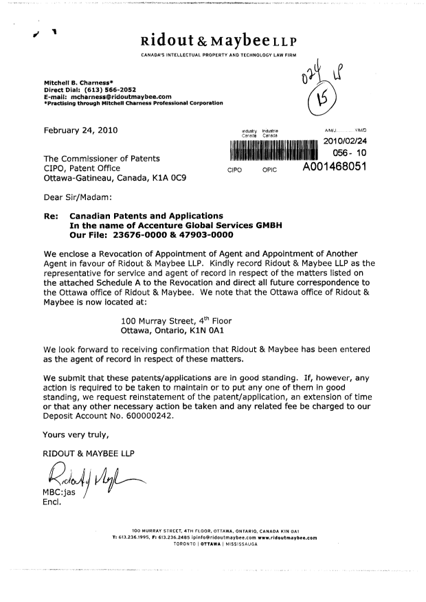 Canadian Patent Document 2480821. Correspondence 20091224. Image 1 of 3