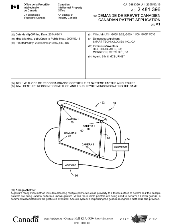 Canadian Patent Document 2481396. Cover Page 20050228. Image 1 of 1