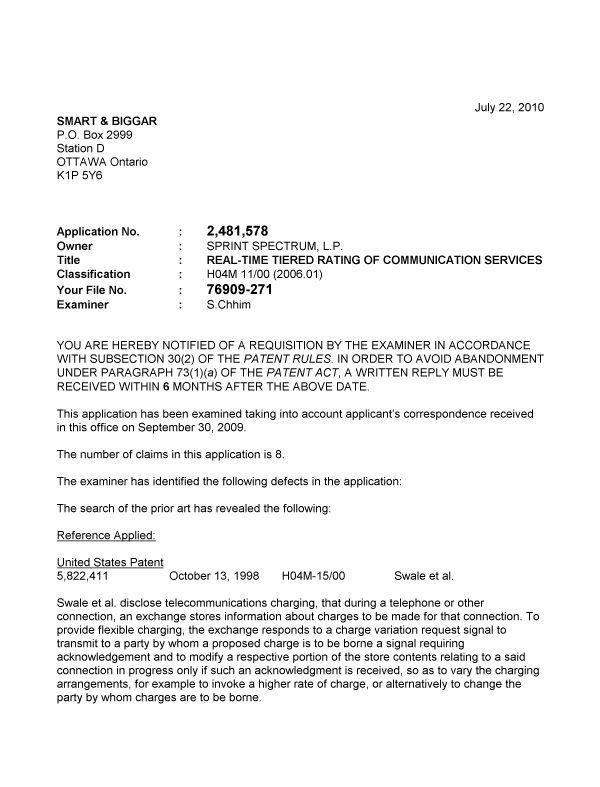 Document de brevet canadien 2481578. Poursuite-Amendment 20100722. Image 1 de 3