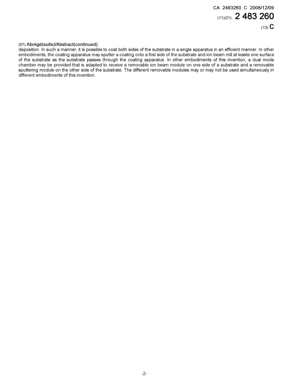 Document de brevet canadien 2483260. Page couverture 20081121. Image 2 de 2