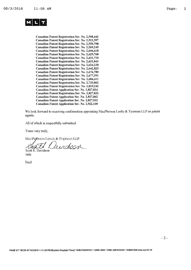 Canadian Patent Document 2483260. Correspondence 20151203. Image 2 of 7