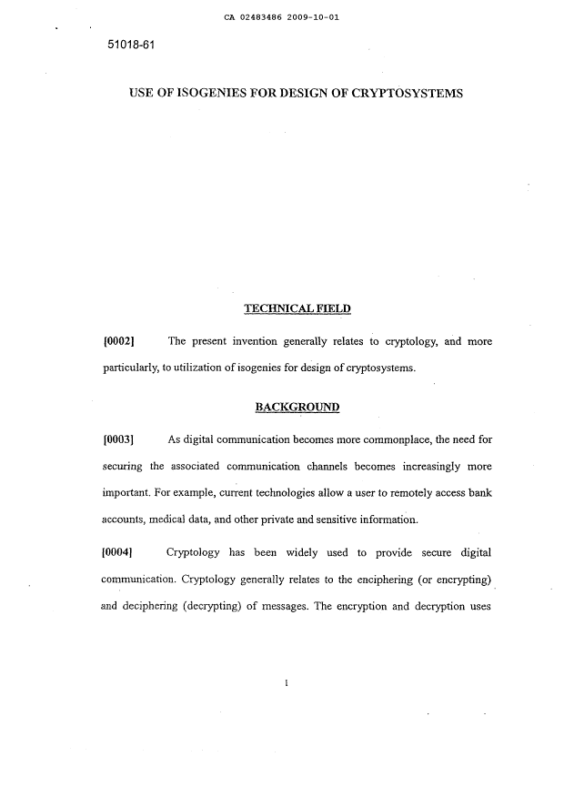 Canadian Patent Document 2483486. Description 20091001. Image 1 of 35