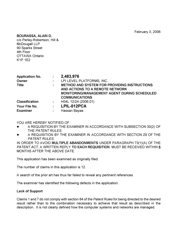 Canadian Patent Document 2483976. Prosecution-Amendment 20051203. Image 1 of 3
