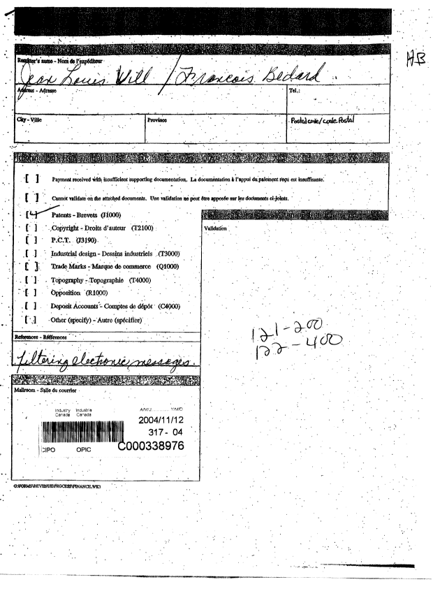 Document de brevet canadien 2484509. Cession 20031212. Image 1 de 5