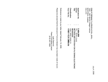 Document de brevet canadien 2484509. Correspondance 20051229. Image 1 de 1