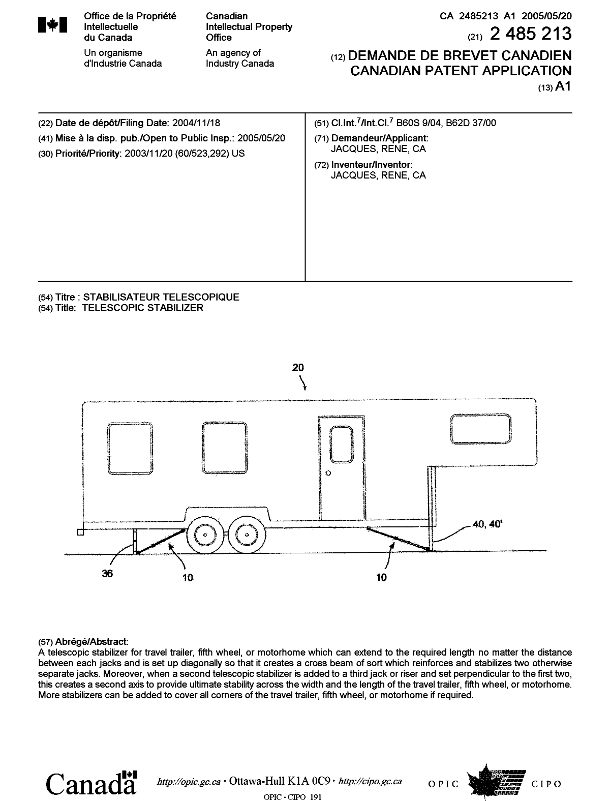 Canadian Patent Document 2485213. Cover Page 20041206. Image 1 of 1