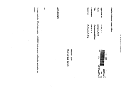Document de brevet canadien 2485213. Poursuite-Amendment 20051203. Image 2 de 21