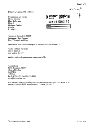 Document de brevet canadien 2485213. Taxes 20051206. Image 1 de 1