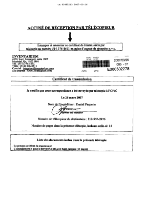 Document de brevet canadien 2485213. Poursuite-Amendment 20061226. Image 15 de 15