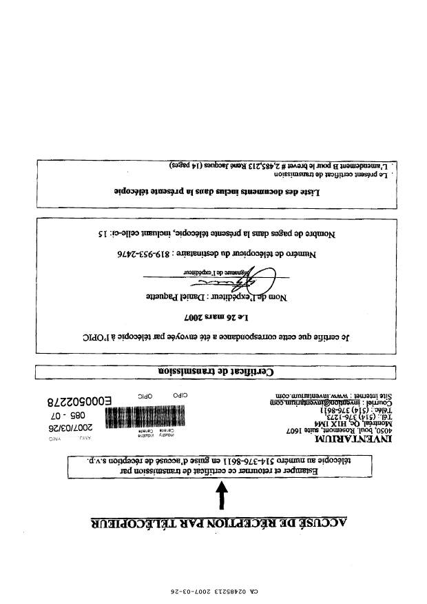 Canadian Patent Document 2485213. Prosecution-Amendment 20061226. Image 15 of 15