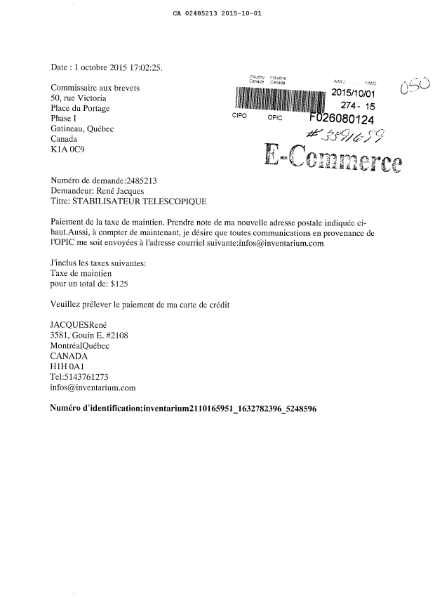 Document de brevet canadien 2485213. Taxes 20141201. Image 1 de 1