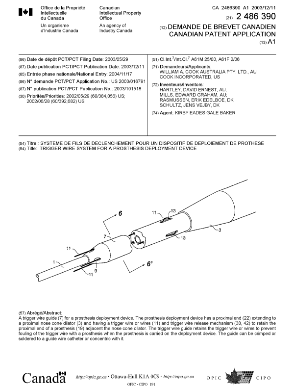 Document de brevet canadien 2486390. Page couverture 20050131. Image 1 de 1