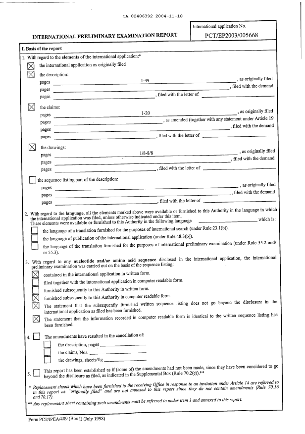 Canadian Patent Document 2486392. PCT 20041118. Image 2 of 9