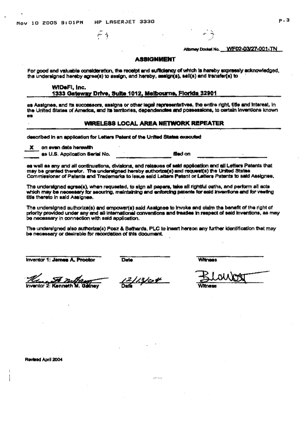 Canadian Patent Document 2486758. Assignment 20051116. Image 3 of 3