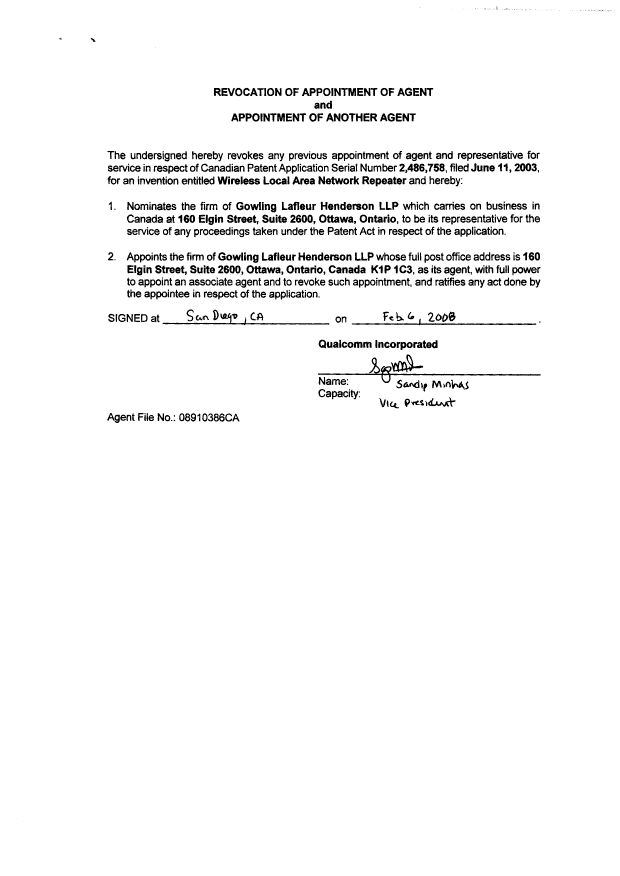 Canadian Patent Document 2486758. Correspondence 20080222. Image 2 of 2