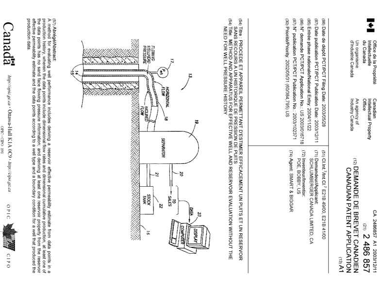 Canadian Patent Document 2486857. Cover Page 20050202. Image 1 of 1