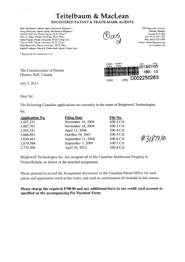 Canadian Patent Document 2487233. Assignment 20130705. Image 1 of 4