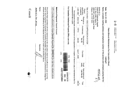 Document de brevet canadien 2487550. Taxes 20071228. Image 1 de 1
