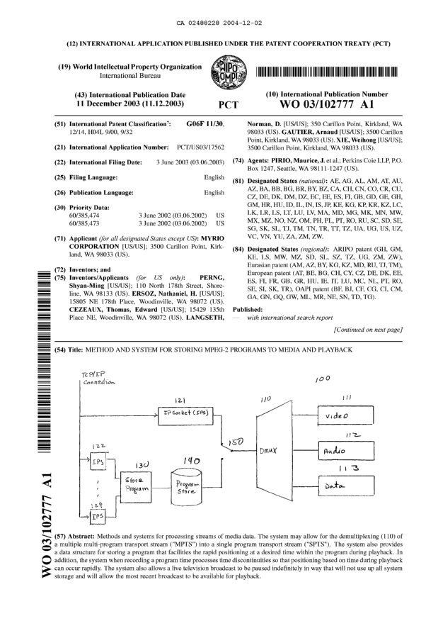 Canadian Patent Document 2488228. Abstract 20041202. Image 1 of 2