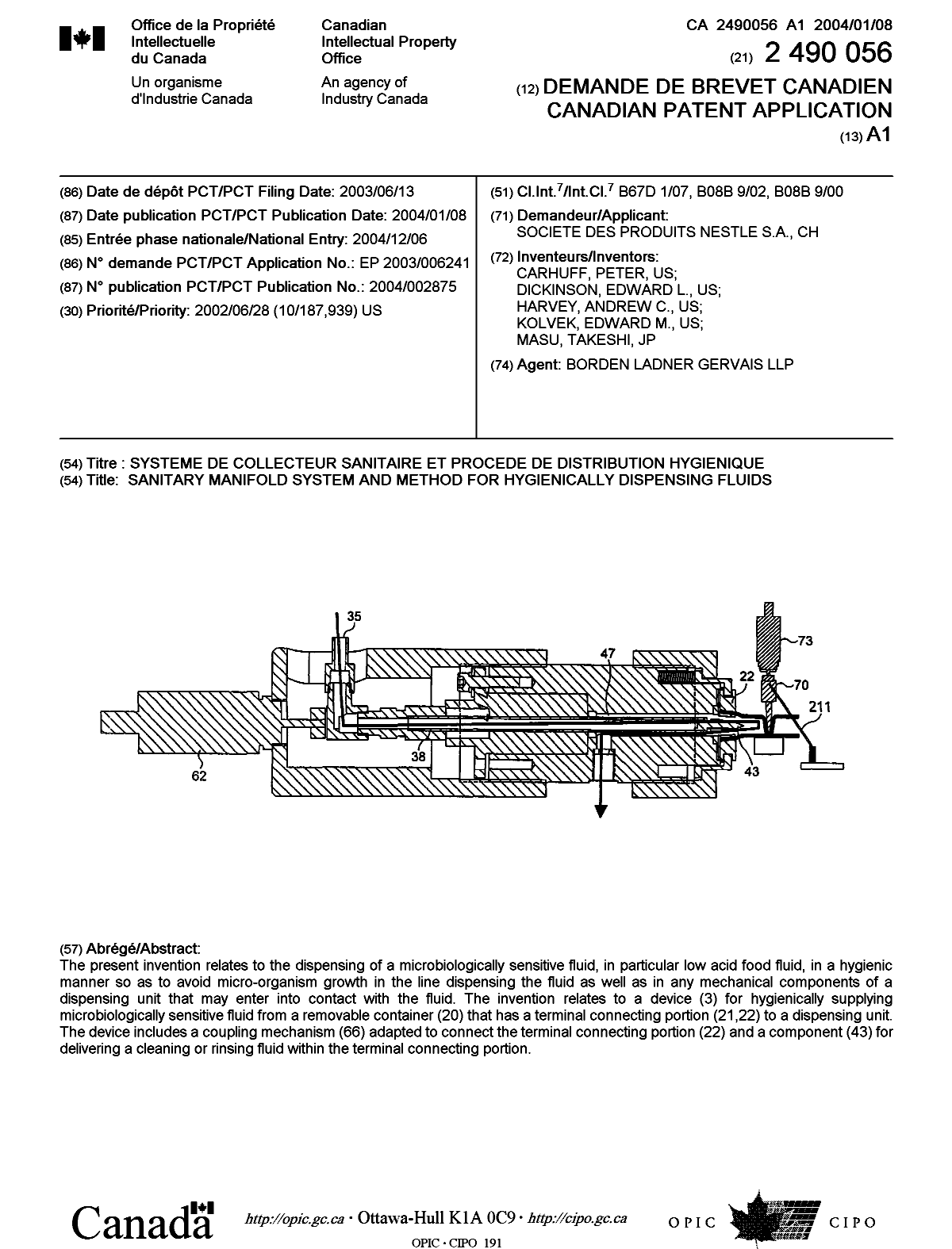 Canadian Patent Document 2490056. Cover Page 20050222. Image 1 of 1