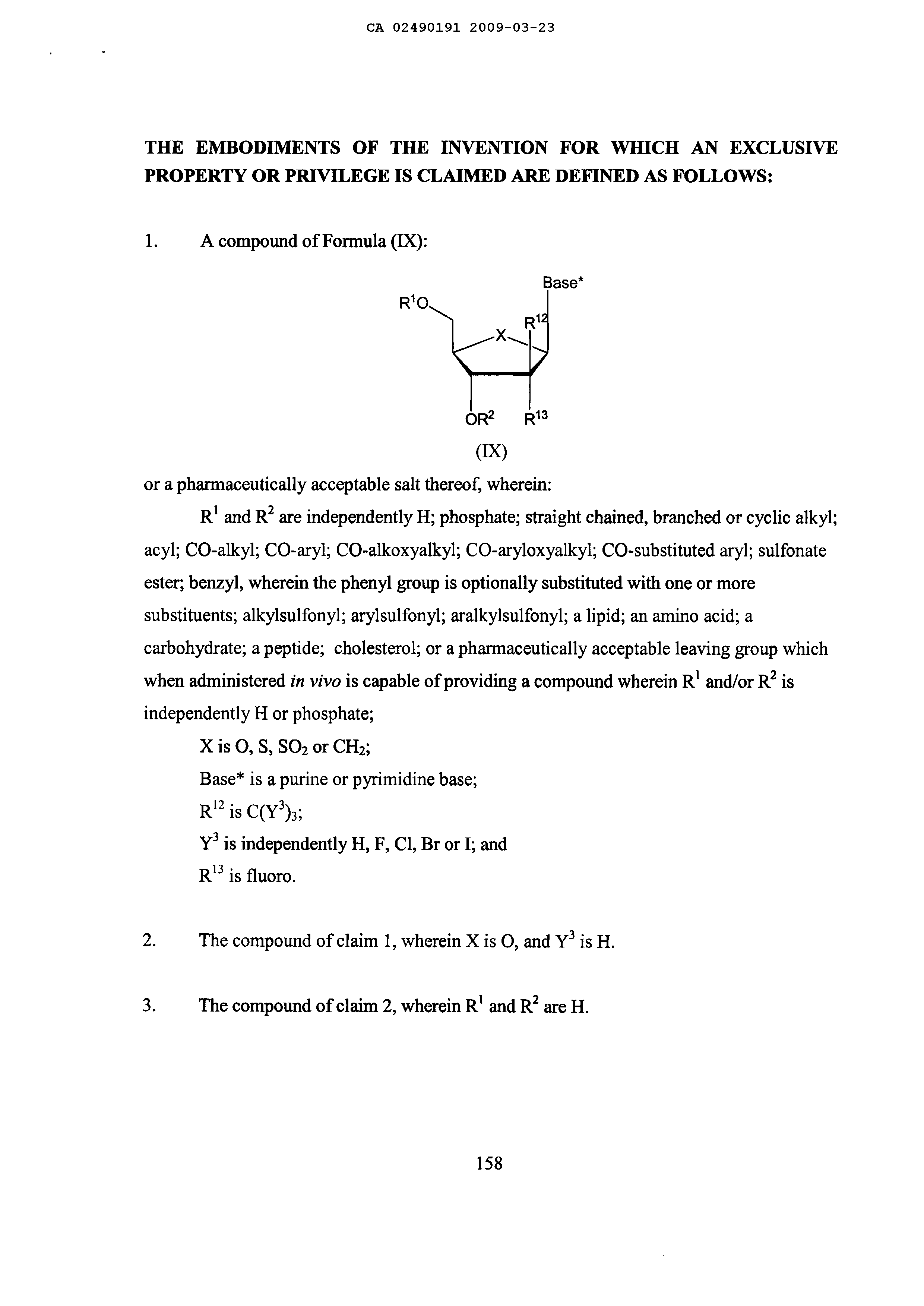 Canadian Patent Document 2490191. Claims 20081223. Image 1 of 5