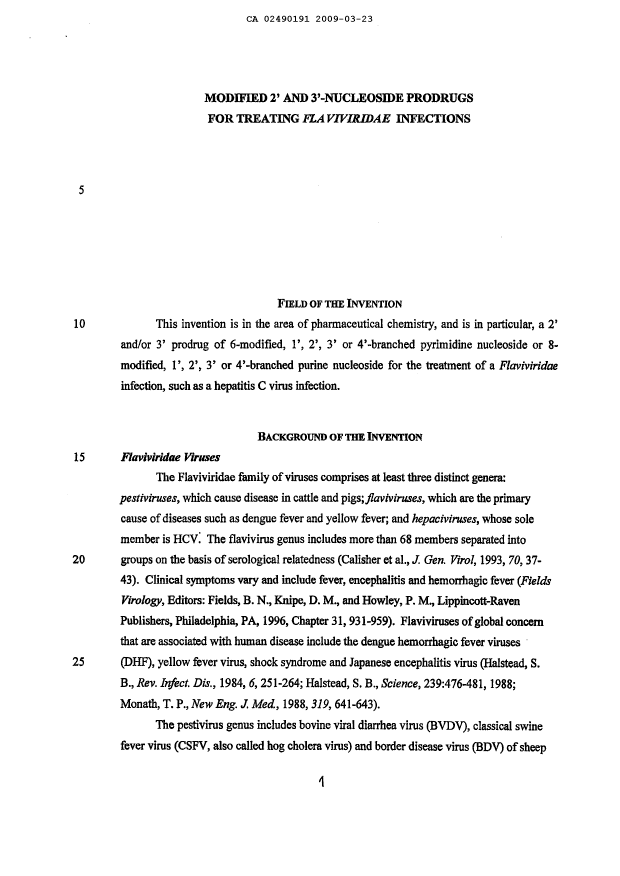 Document de brevet canadien 2490191. Description 20081223. Image 1 de 157