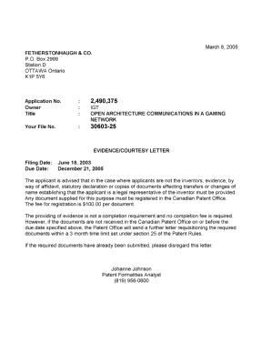 Canadian Patent Document 2490375. Correspondence 20050302. Image 1 of 1