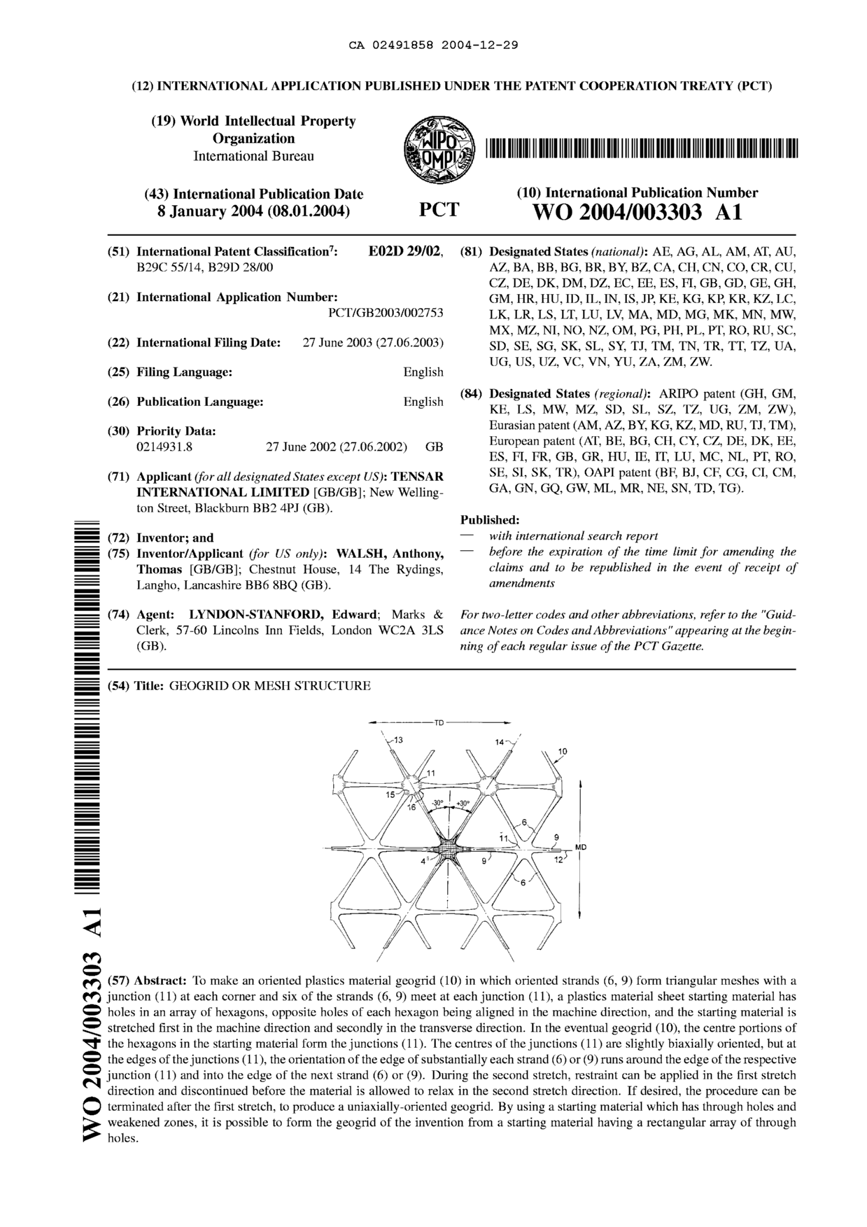 Document de brevet canadien 2491858. Abrégé 20031229. Image 1 de 1