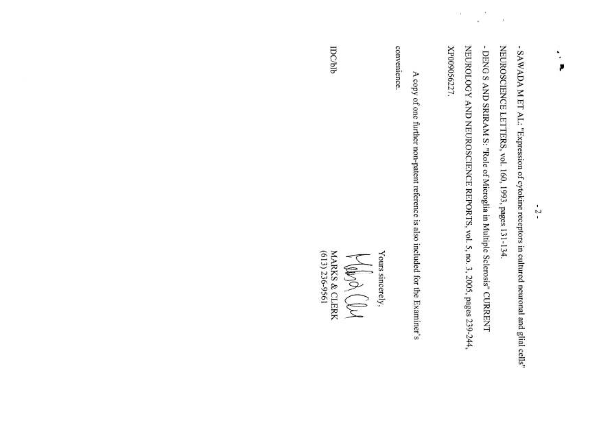 Canadian Patent Document 2492542. Prosecution-Amendment 20061213. Image 2 of 2