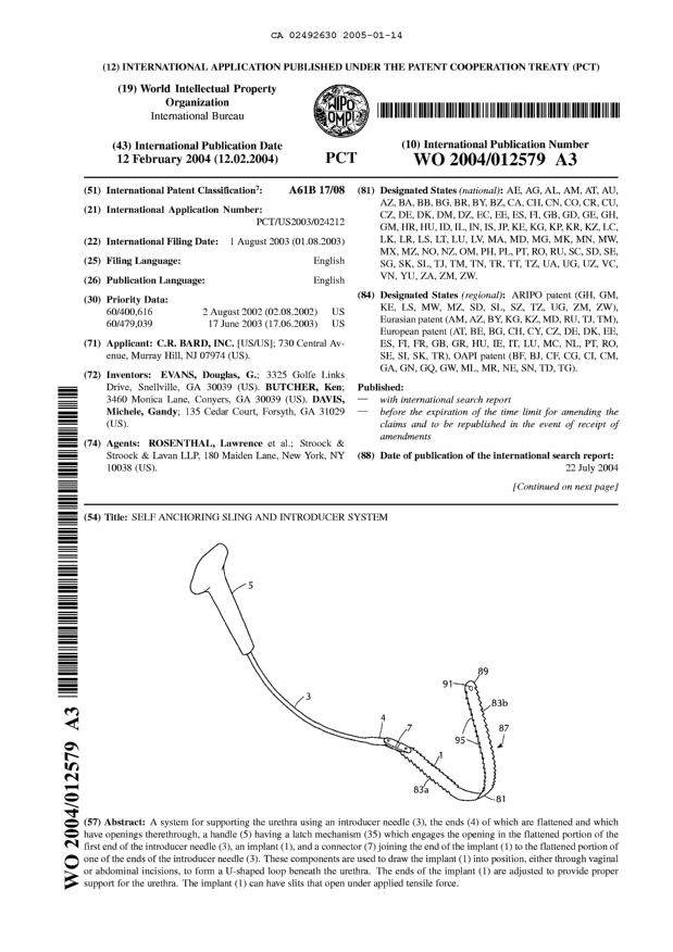 Document de brevet canadien 2492630. Abrégé 20050114. Image 1 de 2