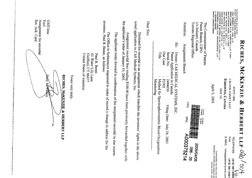 Canadian Patent Document 2494030. Correspondence 20050405. Image 1 of 1