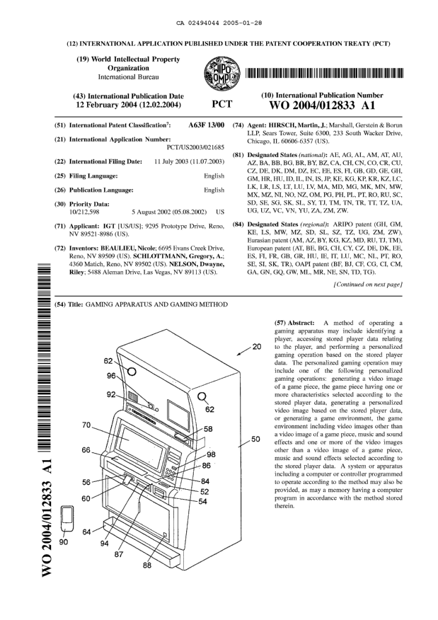 Canadian Patent Document 2494044. Abstract 20041228. Image 1 of 2