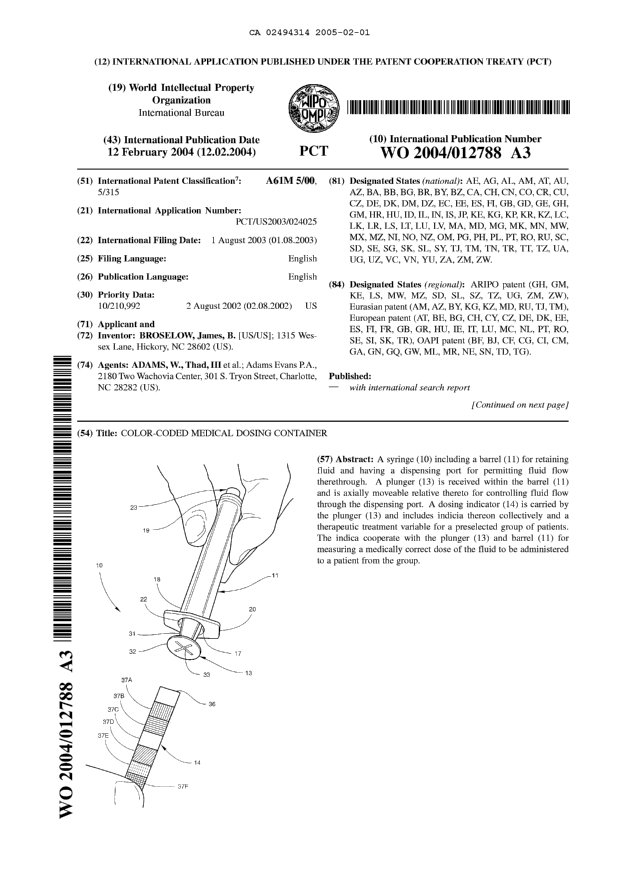 Canadian Patent Document 2494314. Abstract 20050201. Image 1 of 2