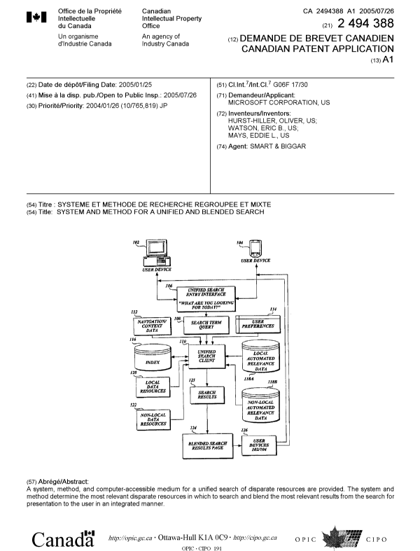 Document de brevet canadien 2494388. Page couverture 20050715. Image 1 de 1