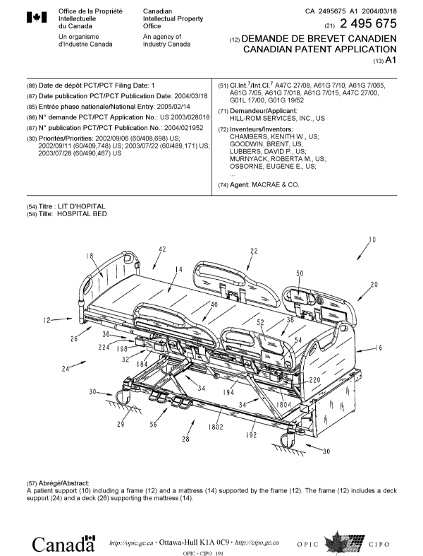 Document de brevet canadien 2495675. Page couverture 20050428. Image 1 de 2