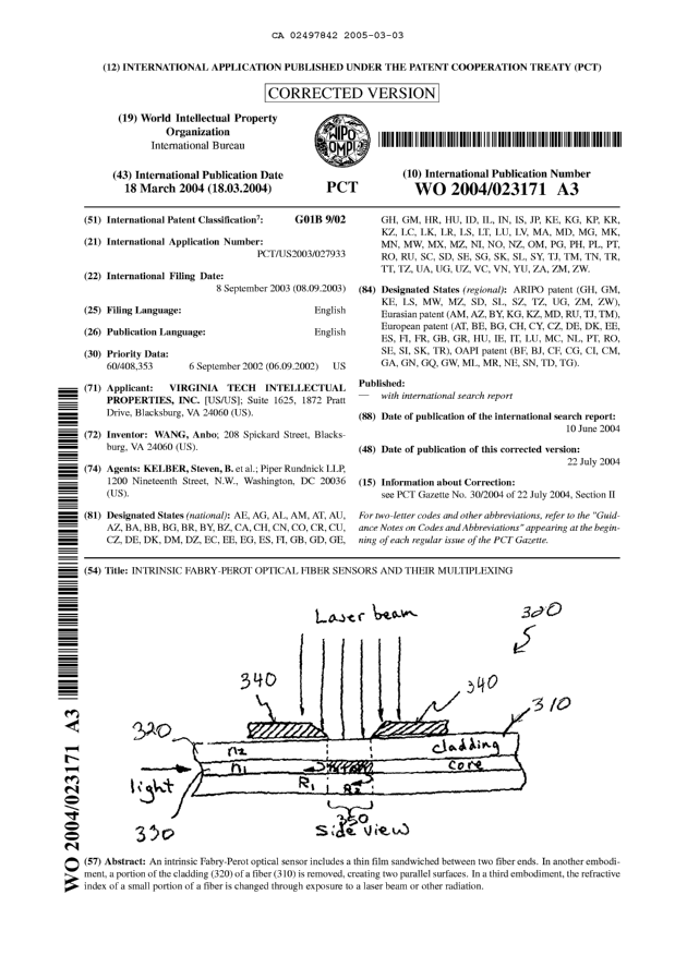 Canadian Patent Document 2497842. Abstract 20041203. Image 1 of 1