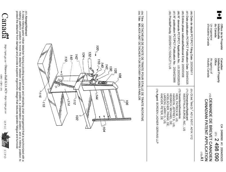 Canadian Patent Document 2498090. Cover Page 20050519. Image 1 of 1