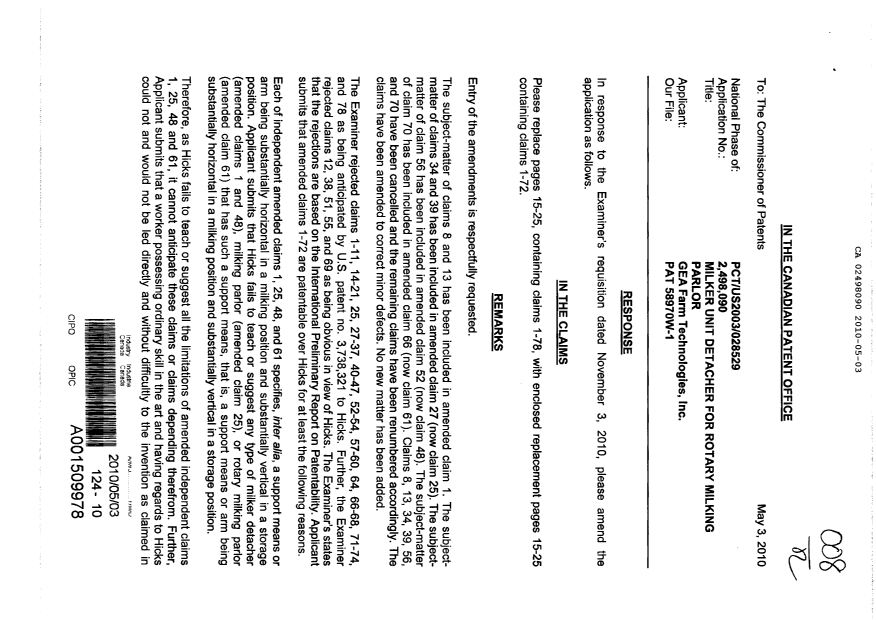 Document de brevet canadien 2498090. Poursuite-Amendment 20100503. Image 1 de 13