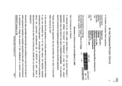 Document de brevet canadien 2499046. Cession 20061217. Image 1 de 5