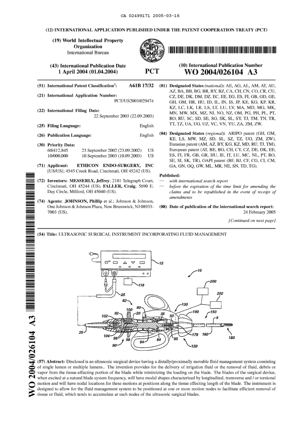 Canadian Patent Document 2499171. Abstract 20041216. Image 1 of 2