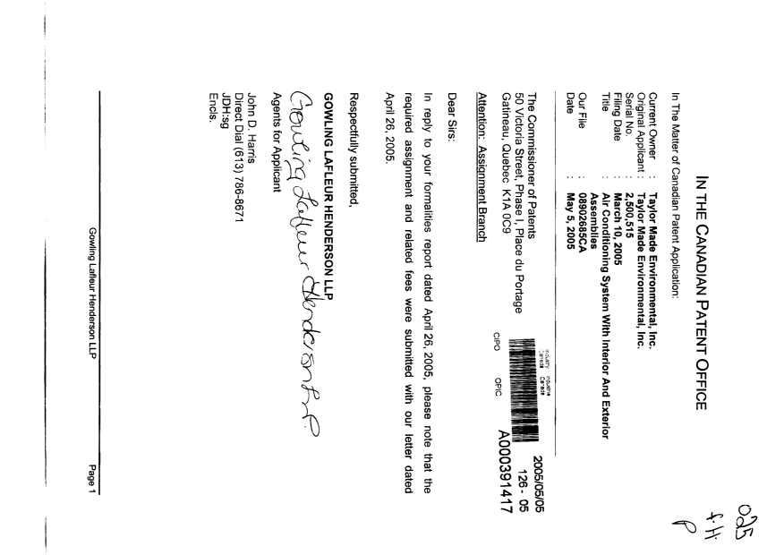 Document de brevet canadien 2500515. Cession 20050505. Image 1 de 1