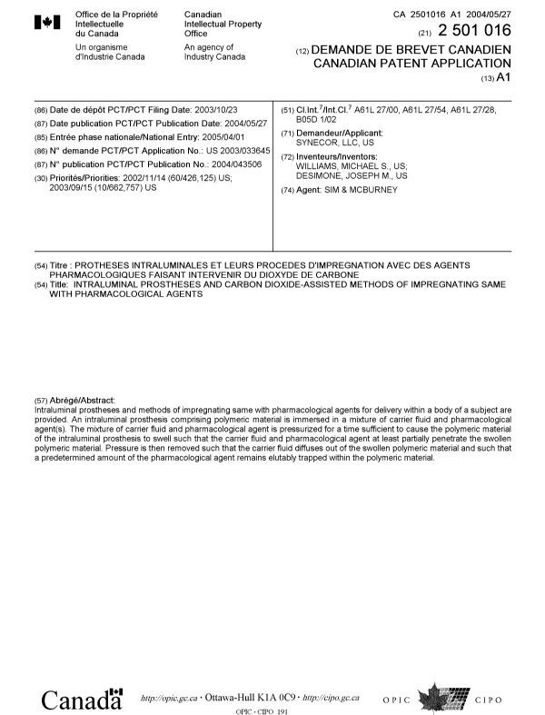 Document de brevet canadien 2501016. Page couverture 20050622. Image 1 de 1