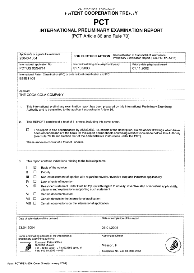 Document de brevet canadien 2501953. PCT 20050411. Image 2 de 12