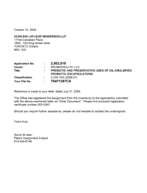 Document de brevet canadien 2503510. Correspondance 20081215. Image 1 de 1