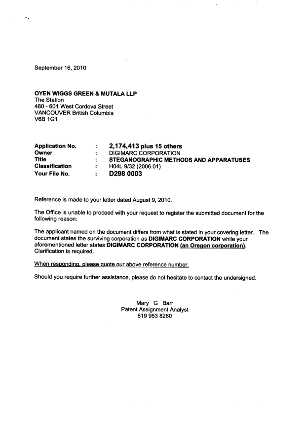 Canadian Patent Document 2504316. Correspondence 20091216. Image 1 of 1