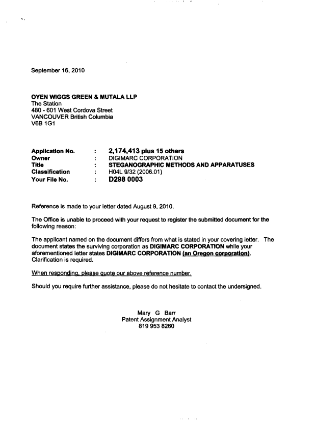 Canadian Patent Document 2504316. Correspondence 20091216. Image 1 of 1