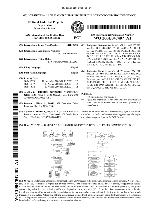 Document de brevet canadien 2506418. Abrégé 20050517. Image 1 de 1