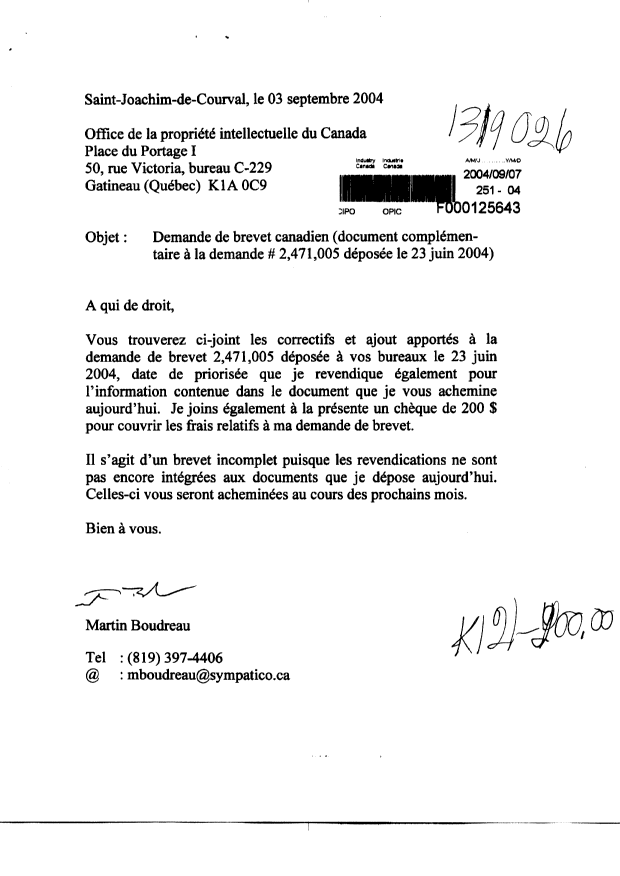 Document de brevet canadien 2507453. Cession 20031207. Image 1 de 4
